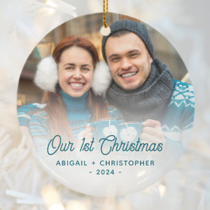 Adorno De Cerámica Feliz Navidad Foto Recién Casados Escritura Turque