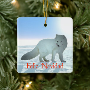 Adorno De Cerámica Feliz Navidad - Fox Ártico