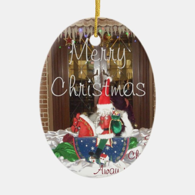 Adorno De Cerámica Feliz Navidad fuera de casa Inspirado en A (Frente)