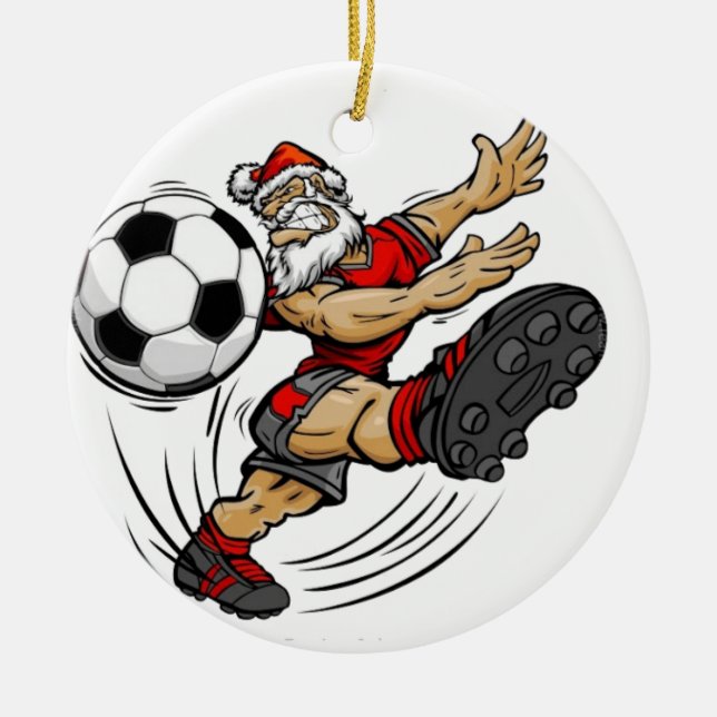 Adorno De Cerámica Feliz Navidad - Fútbol Santa (Frente)
