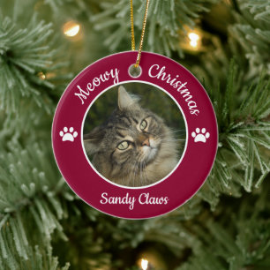Adorno De Cerámica Feliz Navidad Gato Adorable Foto Nombre Año Patas
