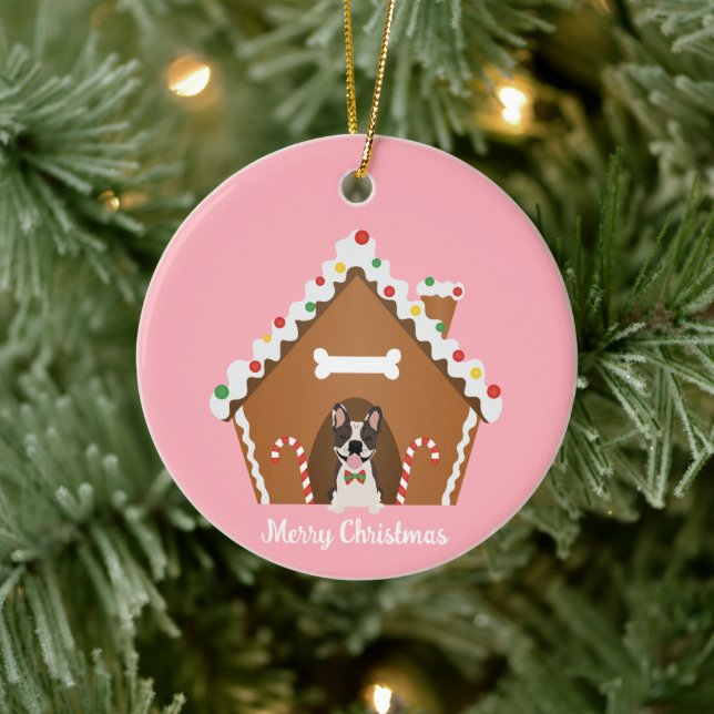 Adorno De Cerámica Feliz Navidad Gingerbread Dog House (Árbol)