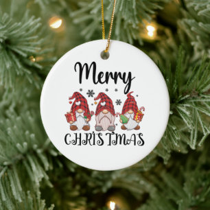 Adorno De Cerámica Feliz Navidad Gnomies Gnomos de Navidad 