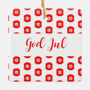 Adorno De Cerámica Feliz Navidad God Jul patrón escandinavo regalo