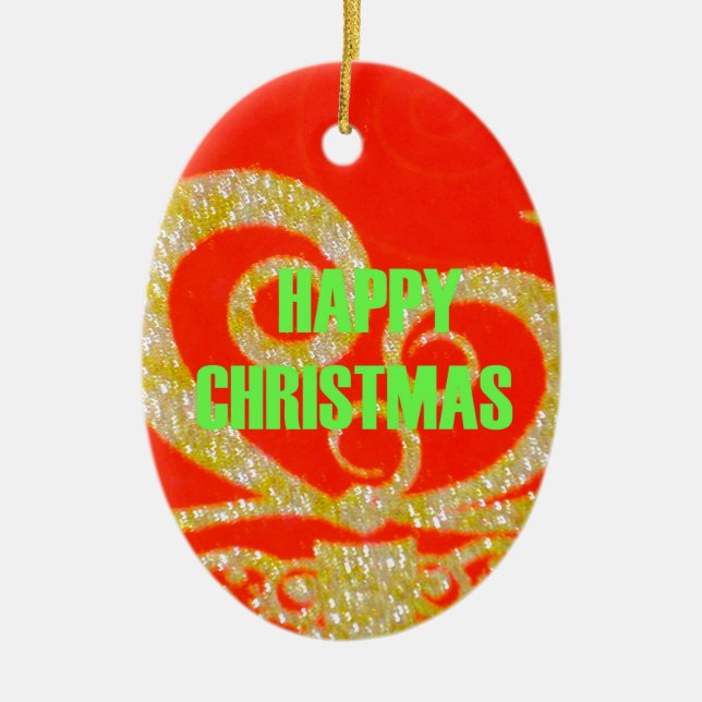 Adorno De Cerámica Feliz Navidad Golden Red Snowflex.jpg (Frente)