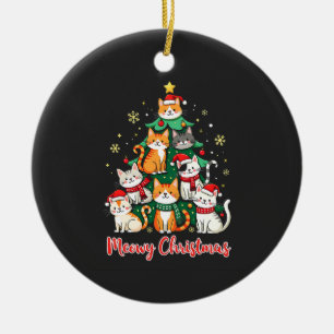 Adorno De Cerámica Feliz Navidad Graciosa Navidad Catmas Kitten Xmas