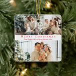 Adorno De Cerámica Feliz Navidad guión rojo 3 familia de collage de f<br><div class="desc">fotos de fondo de freepik.com elegantes y elegantes navidad escritura roja tres fotos colección de familia Ornament Card</div>