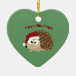 Adorno De Cerámica Feliz Navidad! Hedgehog