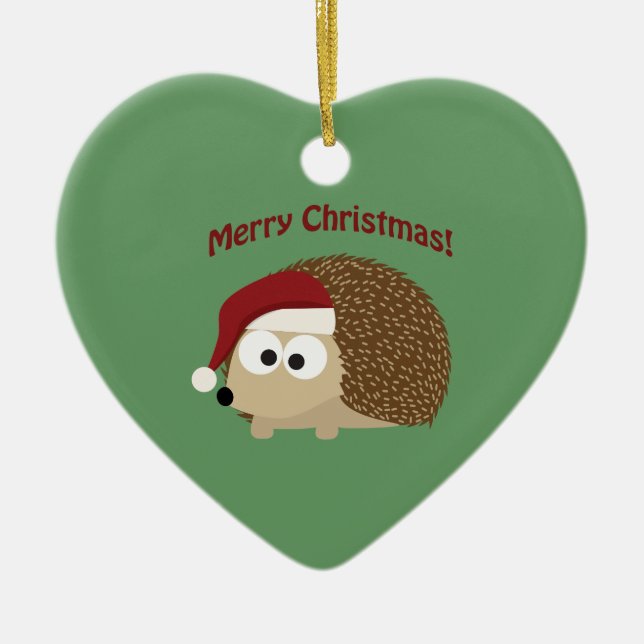 Adorno De Cerámica Feliz Navidad! Hedgehog (Frente)