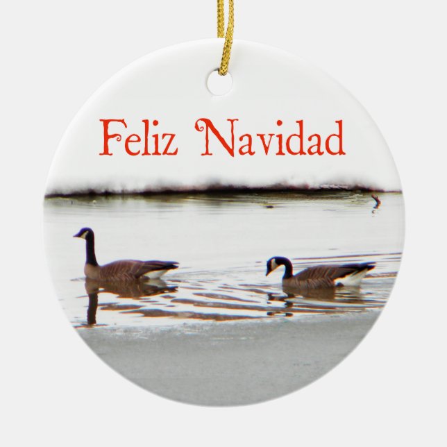 Adorno De Cerámica Feliz Navidad - Honkers - Canadá Geese (Frente)