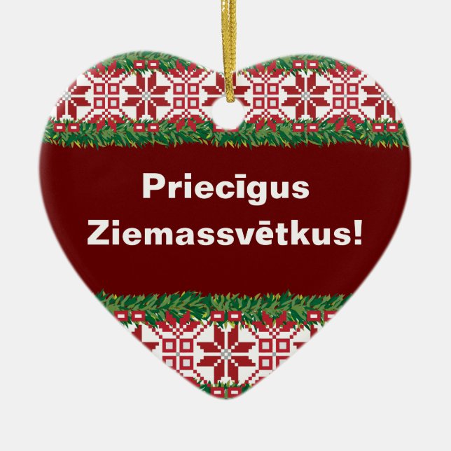 Adorno De Cerámica Feliz Navidad I Priecīgus Ziemassvētkus (Frente)