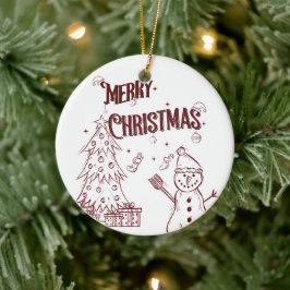 Adorno De Cerámica Feliz Navidad juguetón