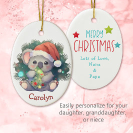 Adorno De Cerámica Feliz Navidad Koala Bear Kids Navidades