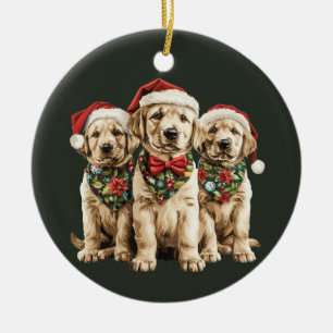 Adorno De Cerámica Feliz Navidad Labrador recuperador perro de Santa 