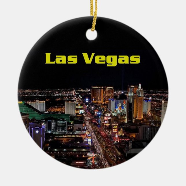 Adorno De Cerámica Feliz Navidad Las Vegas Strip Ornament (Frente)