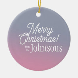Adorno De Cerámica Feliz Navidad Lilac Rosa Ombre