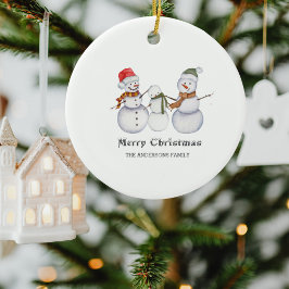 Adorno De Cerámica Feliz Navidad-lindo Navidad de Snowmen