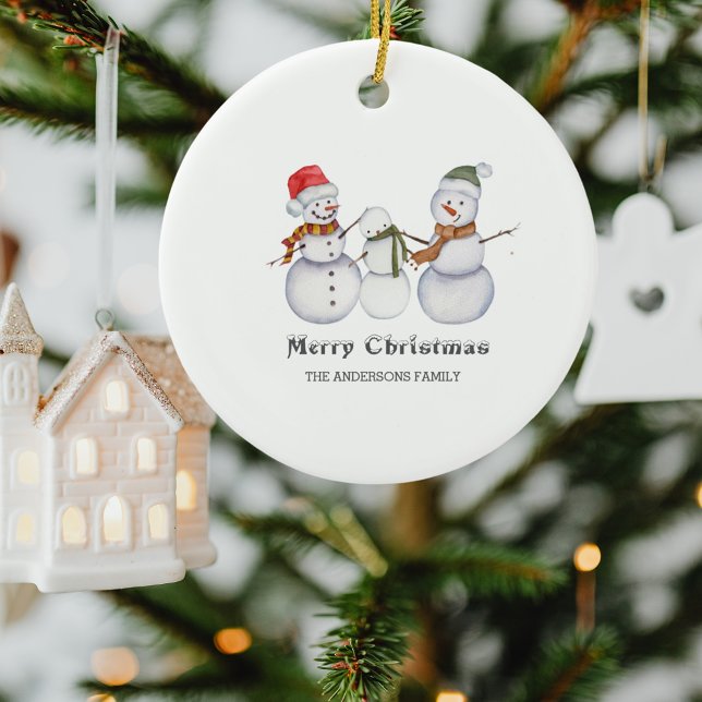 Adorno De Cerámica Feliz Navidad-lindo Navidad de Snowmen (Subido por el creador)
