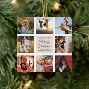 Adorno De Cerámica Feliz Navidad Mamá Moda Rubor Collage de fotos ro