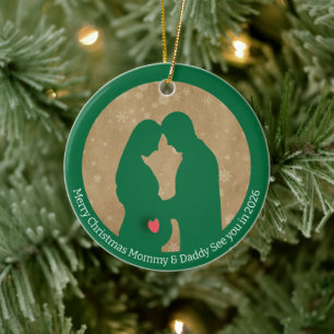 Adorno De Cerámica Feliz Navidad, mamá y papá nos vemos en 2026