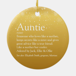 Adorno De Cerámica Feliz Navidad mejor tía, tía definición oro