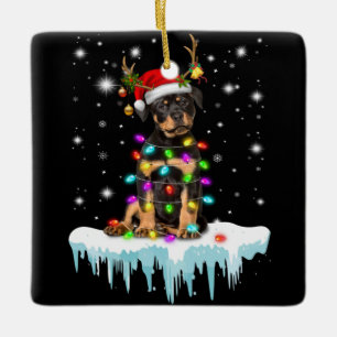 Adorno De Cerámica Feliz Navidad mi pequeño rottweiler