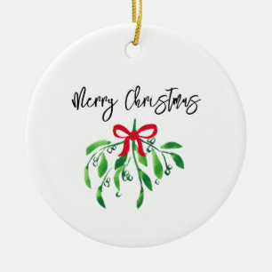 Adorno De Cerámica Feliz Navidad Mistletoe Festive Bésame Diversión