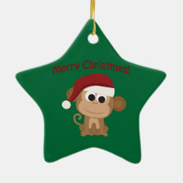 Adorno De Cerámica Feliz Navidad! Mono