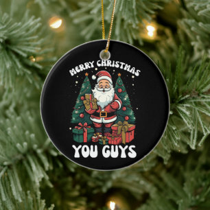 Adorno De Cerámica Feliz Navidad Muchachos Santa Claus