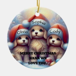 Adorno De Cerámica Feliz Navidad Nana Cute Navidades Cachorros