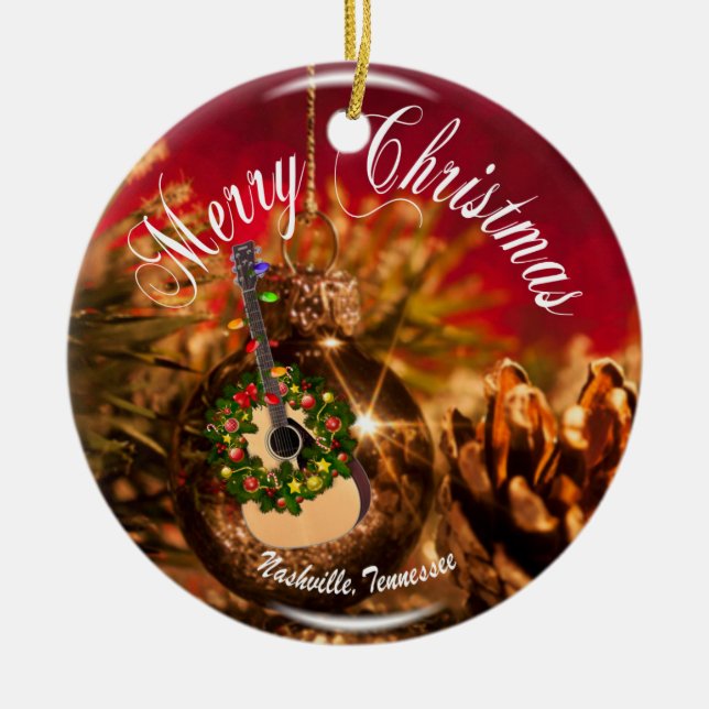 Adorno De Cerámica Feliz Navidad Nashville Ornament RD (Frente)