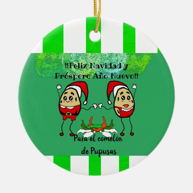 Adorno De Cerámica Feliz Navidad Navidades para el Comelón Pupusas (Frente)
