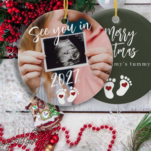 Adorno De Cerámica Feliz Navidad nos vemos en 2027 foto embarazo