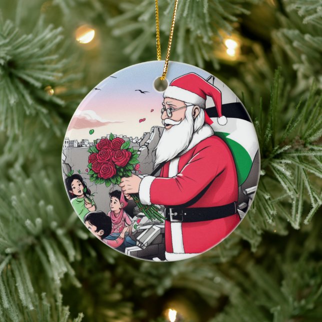 Adorno De Cerámica Feliz Navidad, Palestina, solo causa unidad Ornam (Árbol)