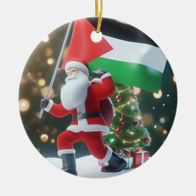 Adorno De Cerámica Feliz Navidad, Palestina, solo causa unidad Ornam (Frente)