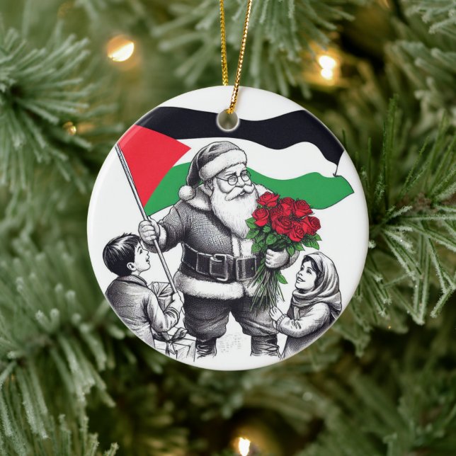 Adorno De Cerámica Feliz Navidad, Palestina, solo causa unidad Ornam (Árbol)