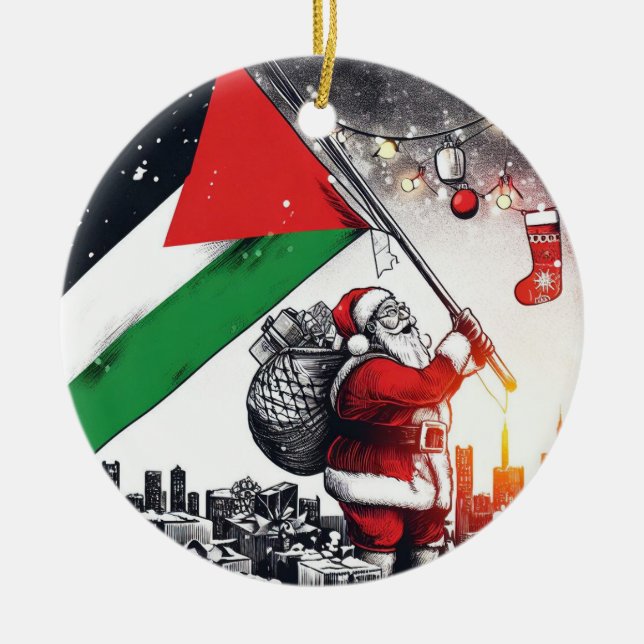 Adorno De Cerámica Feliz Navidad, Palestina, solo causa unidad Ornam (Frente)