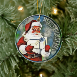 Adorno De Cerámica Feliz Navidad Papá Noel