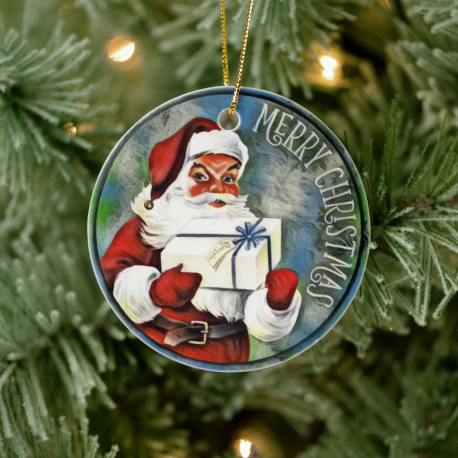 Adorno De Cerámica Feliz Navidad Papá Noel (Árbol)