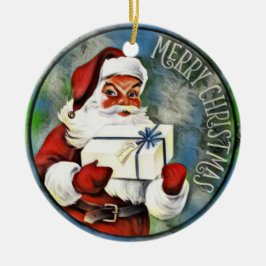 Adorno De Cerámica Feliz Navidad Papá Noel