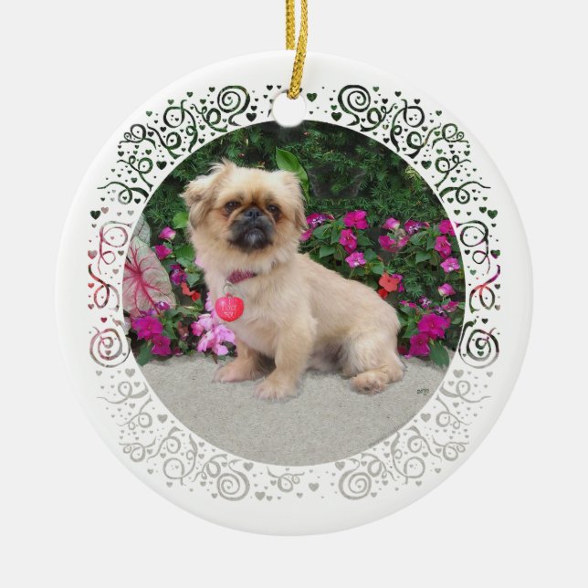 Adorno De Cerámica Feliz Navidad Pekingese (Frente)