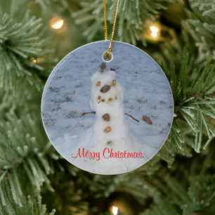 Adorno De Cerámica Feliz Navidad pequeño muñeco de nieve Año