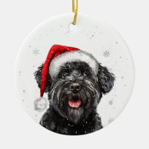 Adorno De Cerámica Feliz Navidad Perro Bouvier Personalizado