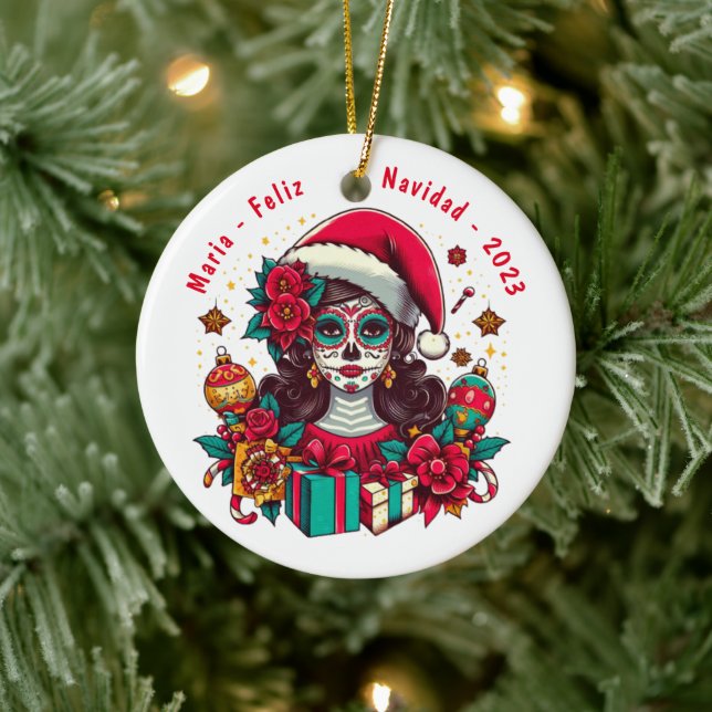 Adorno De Cerámica Feliz Navidad personalizada de los muertos (Árbol)
