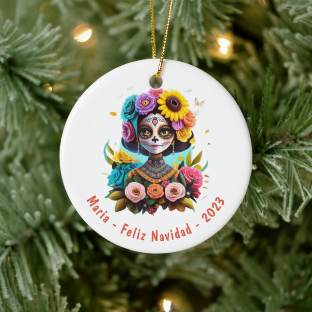 Adorno De Cerámica Feliz Navidad personalizada de los muertos (Árbol)