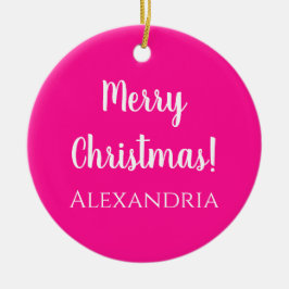 Adorno De Cerámica Feliz Navidad personalizada Rosa caliente