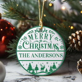 Adorno De Cerámica Feliz Navidad Personalizado Familia Keepsake