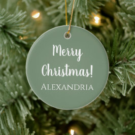 Adorno De Cerámica Feliz Navidad personalizado Verde