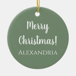 Adorno De Cerámica Feliz Navidad personalizado Verde