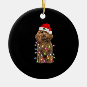 Adorno De Cerámica Feliz Navidad Poodle Santa Hat Encendido navidades